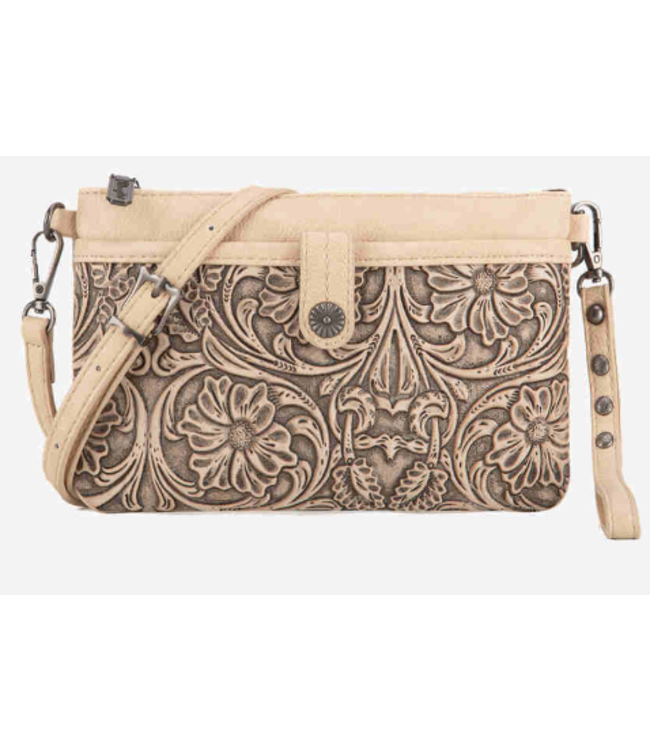Wrangler Vintage Floral Tooled Collection Crossbody - Brown