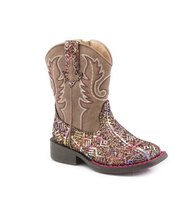 BROWN SOUTHWEST GLITTER BOOTS