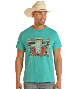 Rock & Roll SKULL GRAPHIC TEE TURQUOISE