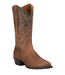 HERITAGE WESTERN R TOE DISTRESSED BROWN BOOTS