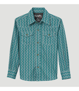 Wrangler 20X WESTERN SNAP PRINT SHIRT IN GREEN HATCHES