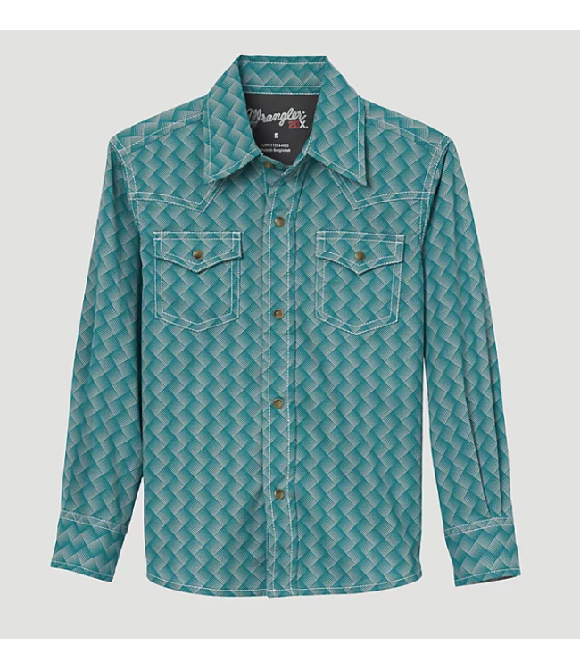 20X WESTERN SNAP PRINT SHIRT IN GREEN HATCHES