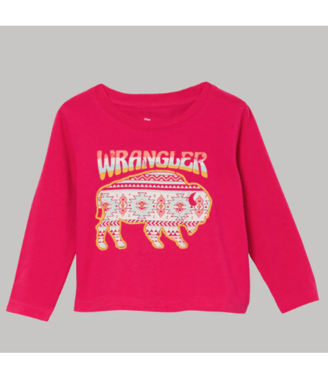 BABY LONG SLEEVE GRAPHIC BISON SHIRT - PINK