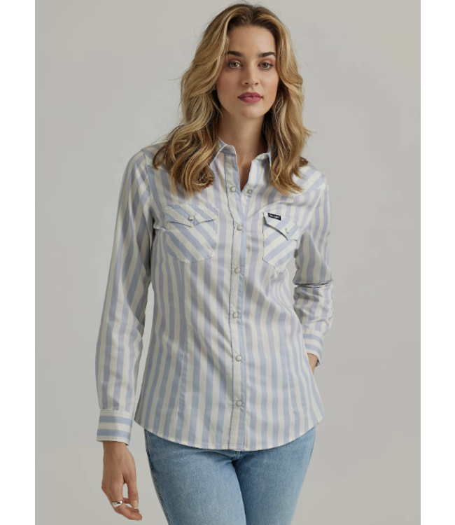 ALL OCCASION WESTERN SNAP SHIRT IN BLUE STRIPES