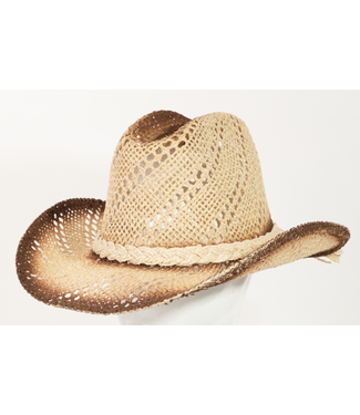 FAME ACCESSORIES BRAIDED RIBBON STRAW COWBOY HAT