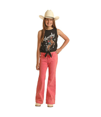 Kids Pink Distressed Flare Pants 