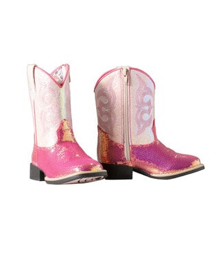 Twister SEQUIN HOT PINK SQUARE TOE BOOTS