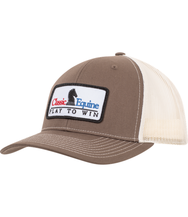 TRUCKER SNAPBACK CAP, MID-PROFILE WITH EMBROIDERED PATCH