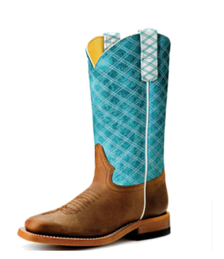 MACIE BEAN TURQUOISE LEATHER BARKING IRON BOOTS