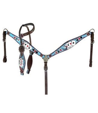Showman ELECTRIC ACES ONE EAR HEADSTALL AND BREAST COLLAR SET