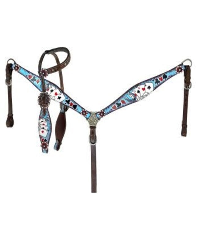 ELECTRIC ACES ONE EAR HEADSTALL AND BREAST COLLAR SET
