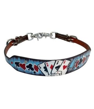 Showman ELECTRIC ACES PAINTED LEATHER WITHER STRAP