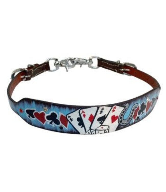 ELECTRIC ACES PAINTED LEATHER WITHER STRAP