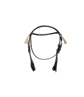 BUFFALO LEATHER OF THE ROCKIES ROUND RAWHIDE BROWBAND & CHEEK W/QR