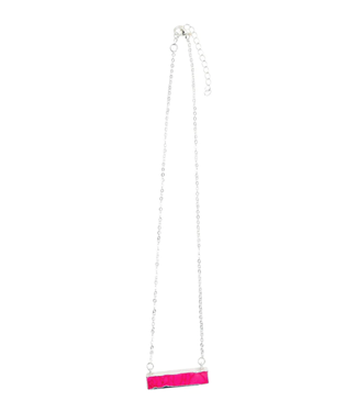 West&Co DAINTY SILVER NECKLACE WITH PINK BAR