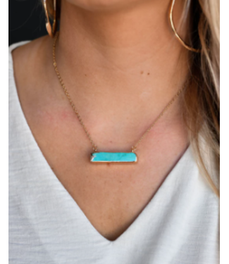 West&Co DAINTY GOLD NECKLACE WITH TURQUOISE BAR