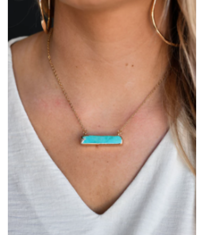 DAINTY GOLD NECKLACE WITH TURQUOISE BAR