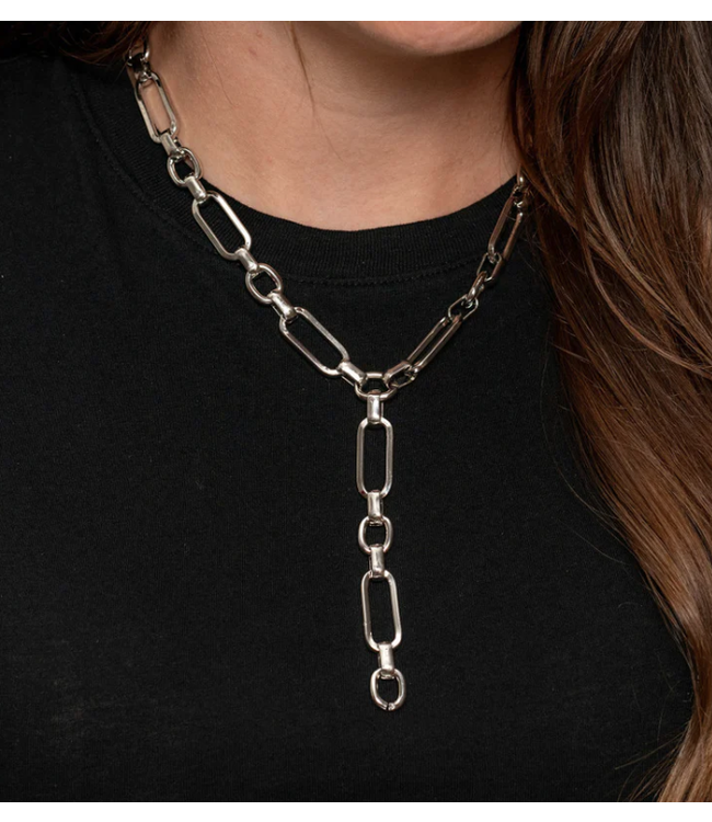SILVER CHUNKY CHAIN Y NECKLACE
