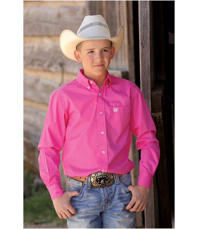 PINK SOLID TWILL BUTTON DOWN