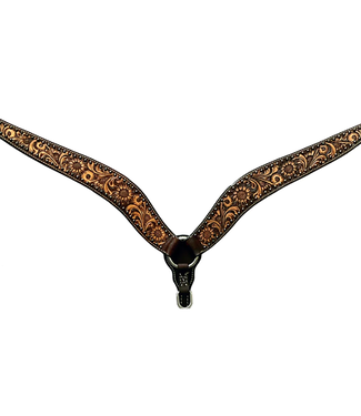 BAR H EQUINE SUNFLOWER FLORAL HAND CARVED BREAST COLLAR