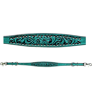 BAR H EQUINE TURQUOISE FLORAL HAND CARVED WITHER STRAPS