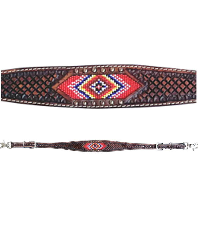 BEADED DIAMOND HAND TOOLED WITHER STRAP