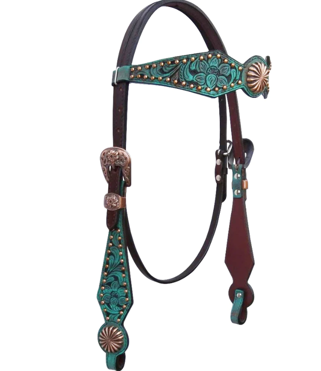 SPOTTED PINWHEEL HAND PAINTED HEADSTALL
