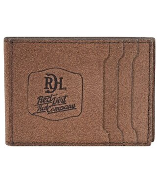 RED DIRT HAT CO MENS BIFOLD CARD CASE W/MAGNETIC CLIP ROUGHOUT LEATHER