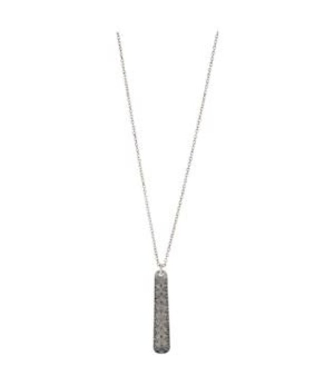 NECKLACE SILVER BAR 1/FILIGREE PATERN 18" + 2.5" EXT