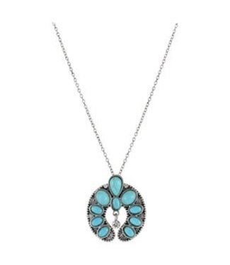 Justin NECKLACE W/FAUX TURQUOISE AND CLEAR CRYSTALS