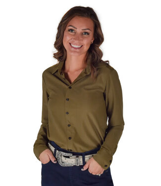 Cowgirl Tuff PULLOVER BUTTON UP- OLIVE