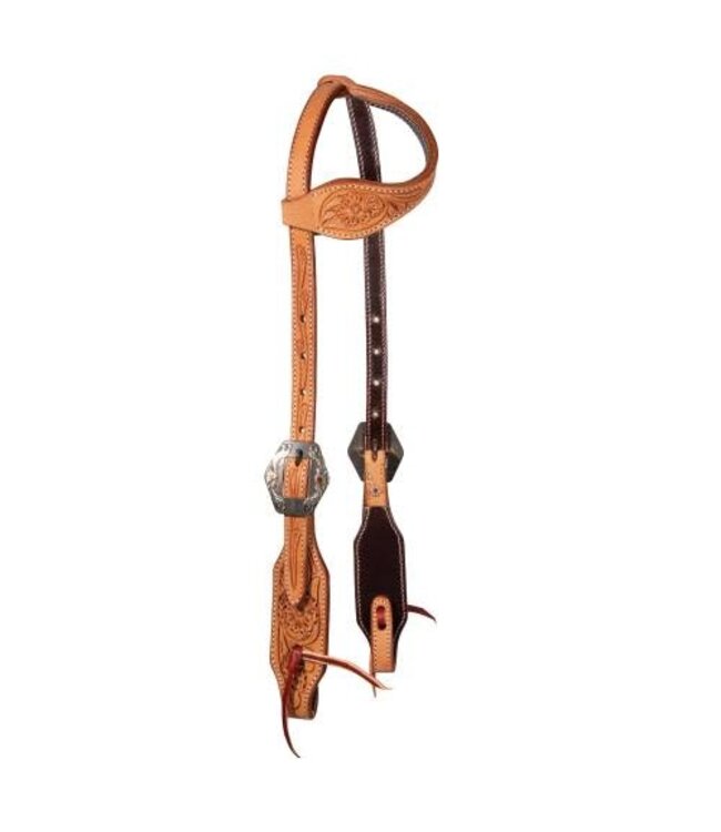 FLORAL ROUGH-OUT SINGLE EAR HEADSTALL