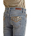 BG4MD02552 ROCK & ROLL GIRL'S CHEETAH EMBROIDERED MID RISE BOOT CUT JEANS