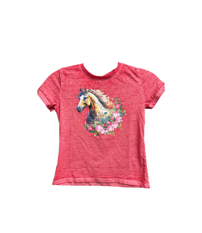 435840-171 COWGIRL HARDWARE WATERCOLOR HORSE TEE- BERRY