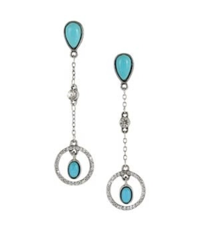 22060EJ1 JUSTIN FAUX TURQUOISE W/CRYSTAL ACCENTS EARRINGS