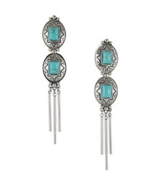 Justin 22064EJ3 JUSTIN EARRINGS DOUBLE CONCHO W/FAUX TURQUOISE