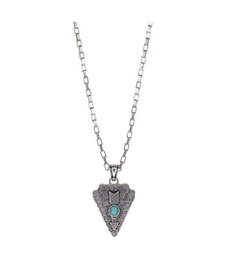 Justin 24027NJ1 JUSTIN NECKLACE ARROWHEAD AND ARROW WITH FAUX TURQUOISE ON ROLO CHAIN