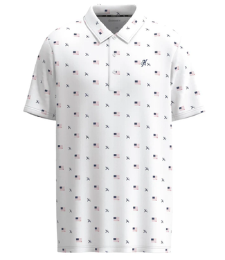 Hooey "THE WEEKENDER" WHITE W/FLAG PATTERN POLO
