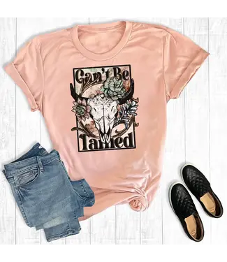 REBEL ROSE WESTERN CAN'T BE TAMED 2 PEACH T-SHIRT