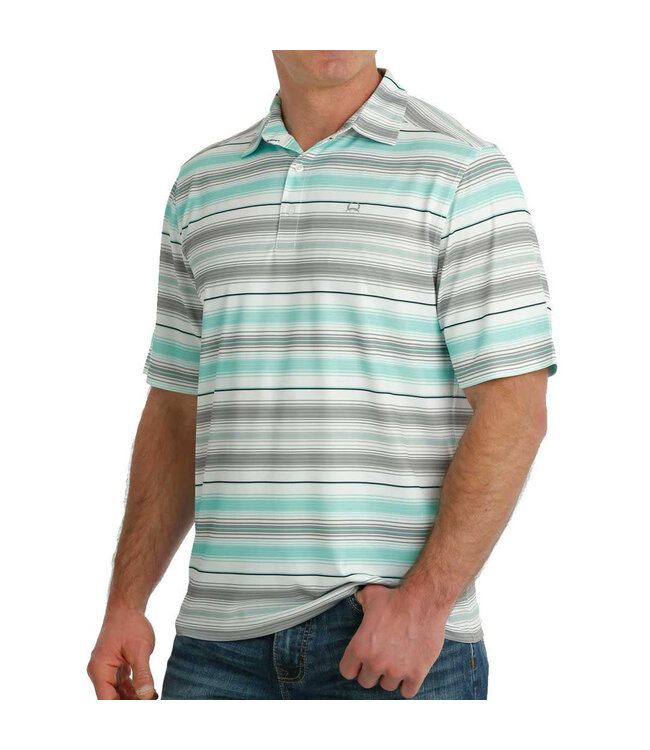 ARENAFLEX STRIPED POLO- WHITE