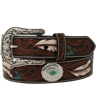 Ariat FLORAL EMBOSSED FEATHER TOOLING BROWN BELT