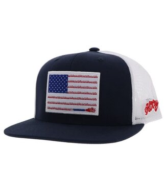 Hooey "LIBERTY ROPER" HAT NAVY/WHITE W/ FLAG PATCH