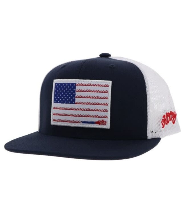 "LIBERTY ROPER" HAT NAVY/WHITE W/ FLAG PATCH