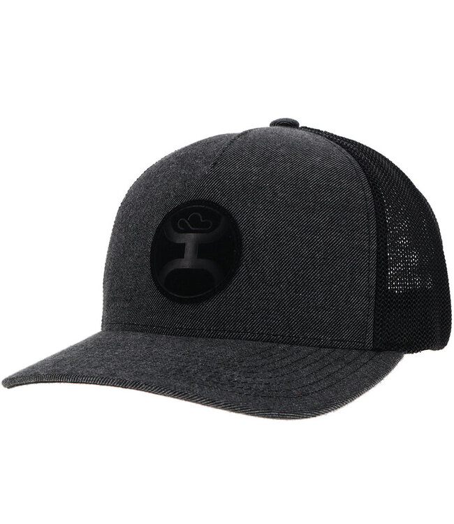 "CAYMAN" FLEXFIT HAT GREY/BACK W/BLACK CIRCLE PATCH