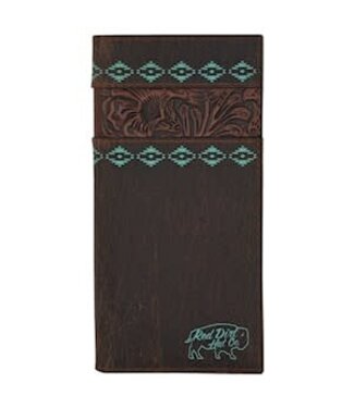 RED DIRT HAT CO RODEO WALLET TOOLED ACCENT W/TURQUOISE DESIGN