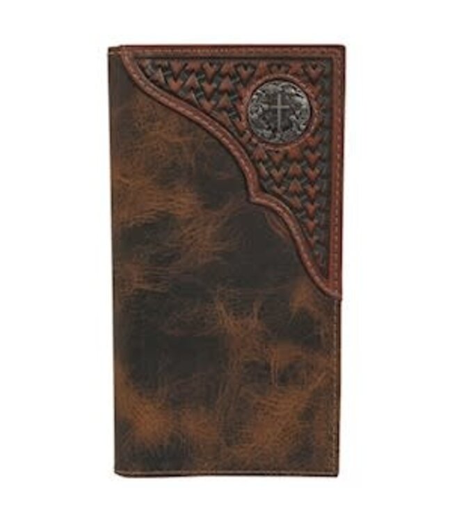 23093767W5 JUSTIN MENS RODEO WALLET TOOLED YOKE W/CONCHO