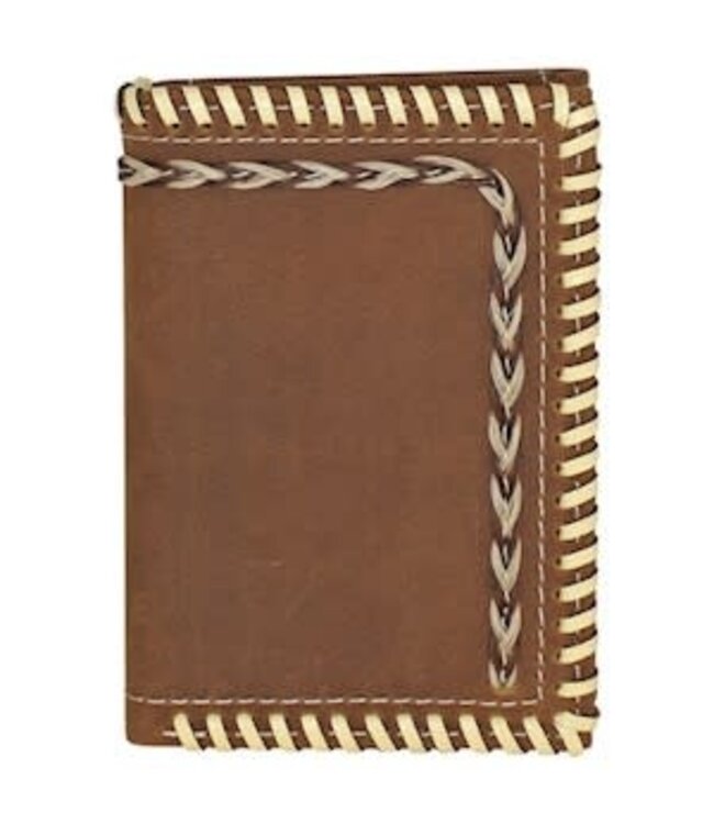 TRIFOLD WALLET W/ WHIP STITCH AND HORSE HAIR