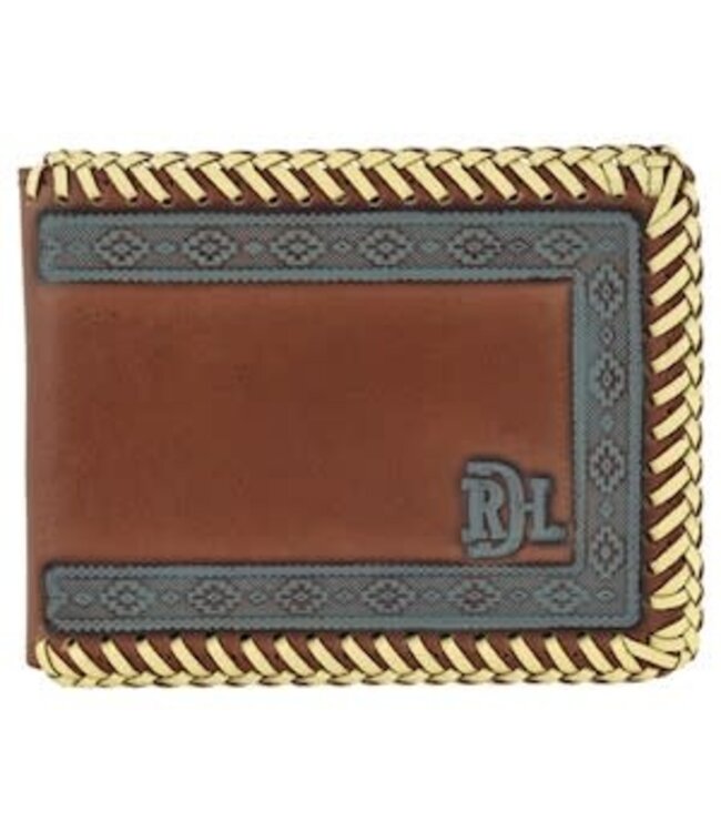 BIFOLD WALLET TURQUOISE WASHED EDGE PATTERN