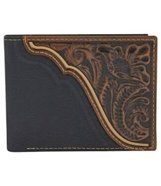 Tony Lama BIFOLD WALLET PEBBLED LEATHER W/TOOLED ACCENT