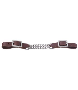 Tough 1 HARNESS LEATHER CURB STRAP WITH DOUBLE CHAIN